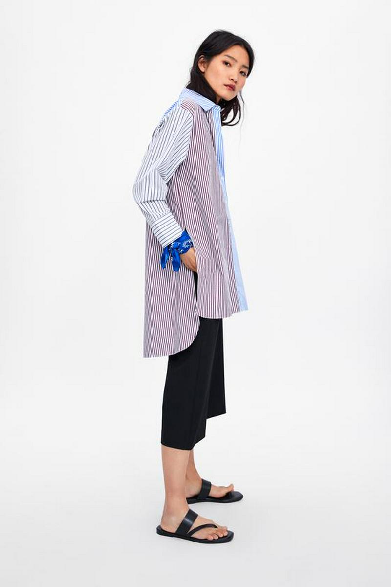 OVERSIZED PATCHWORK STRIPE SHIRT