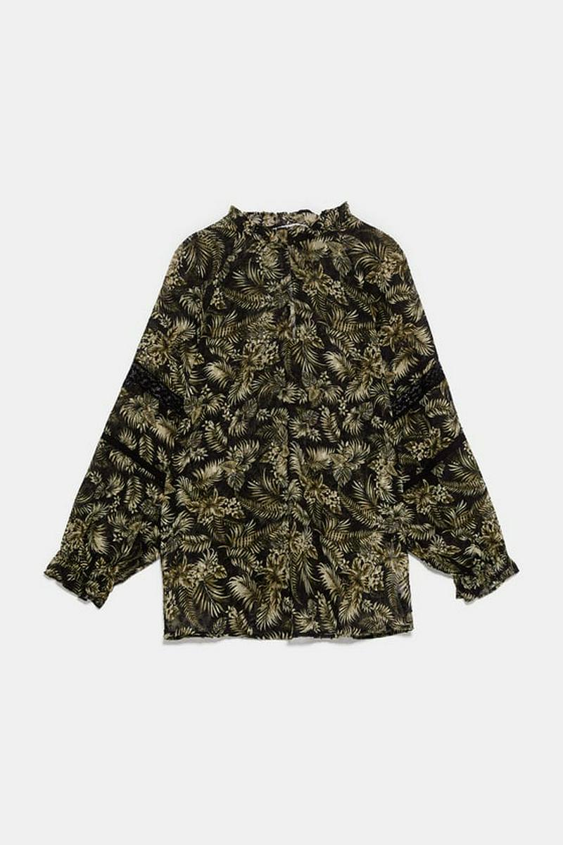 リーフ柄シャツ