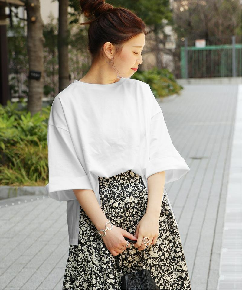 クリアジャージークルーネックソデロールアッププルオーバー◆