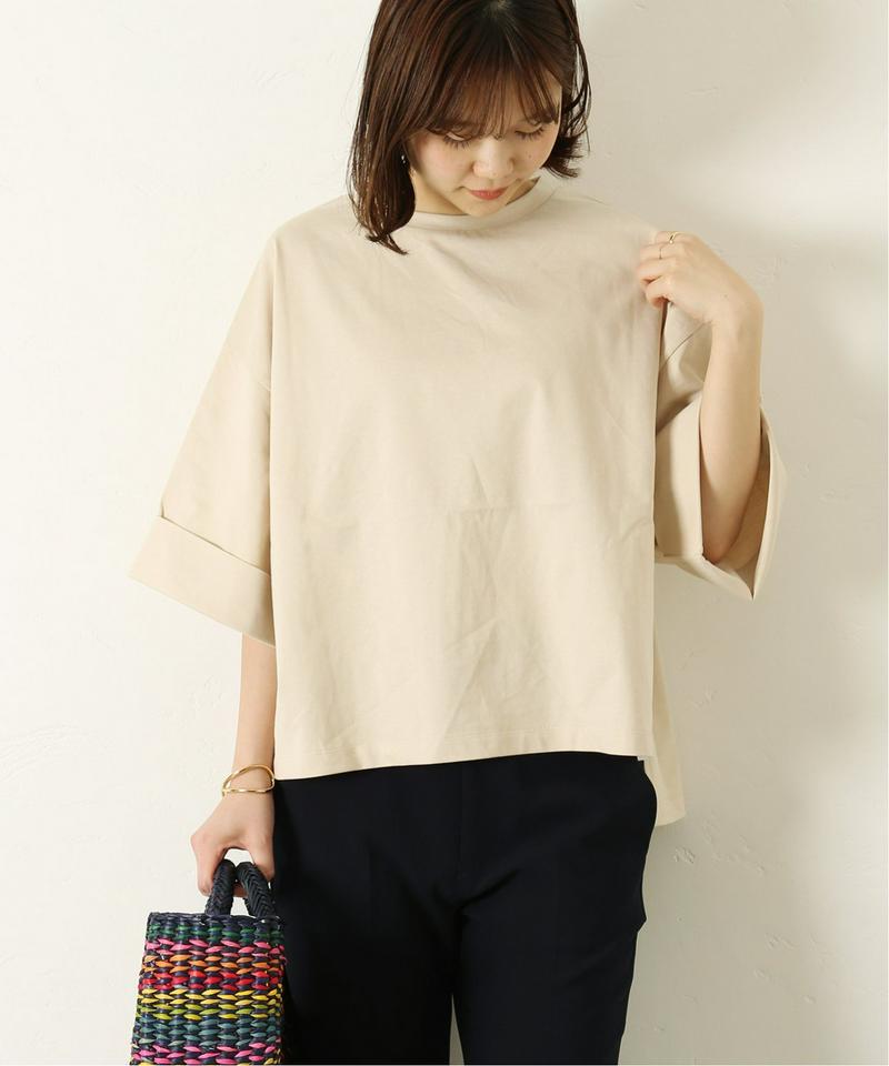 クリアジャージークルーネックソデロールアッププルオーバー◆