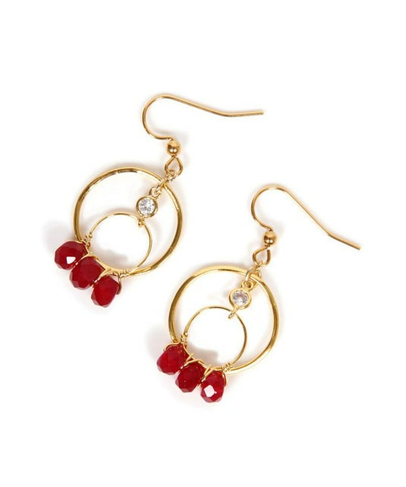 K14GF リングピアス レッドアゲート 19