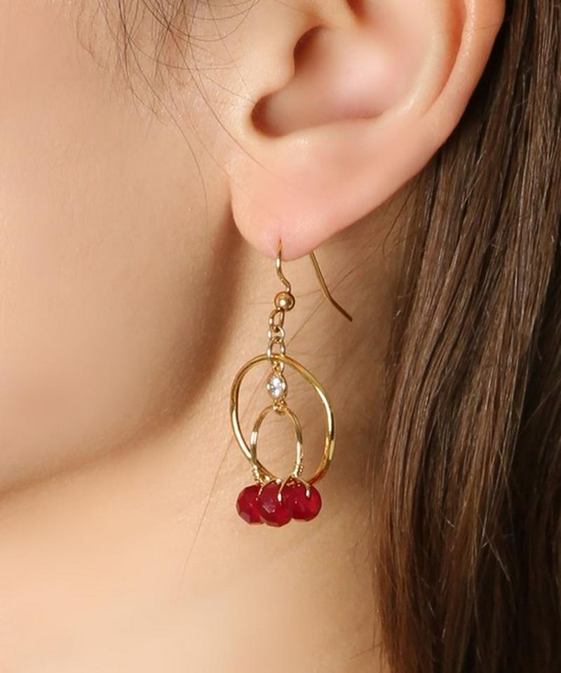 K14GF リングピアス レッドアゲート 19