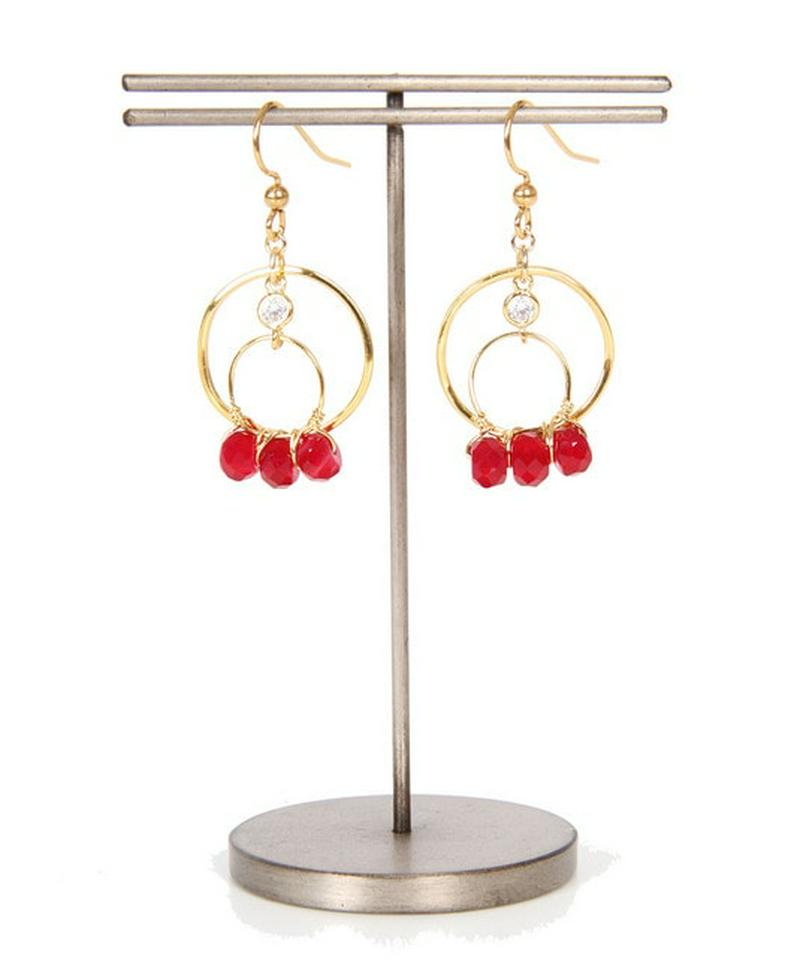 K14GF リングピアス レッドアゲート 19