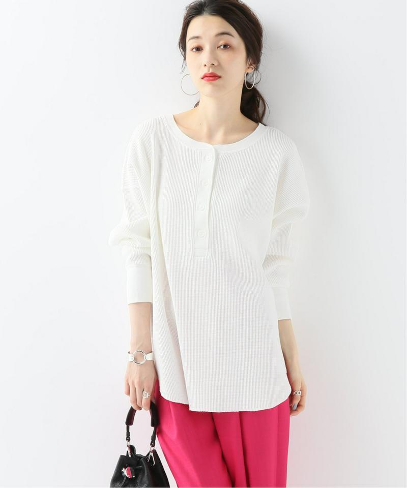 スラブライクワッフル 2WAYヘンリーネックTee