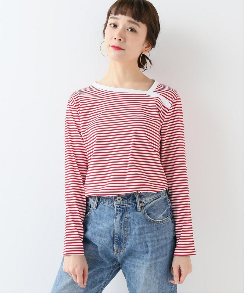 アシンメトリー ボーダーTシャツ