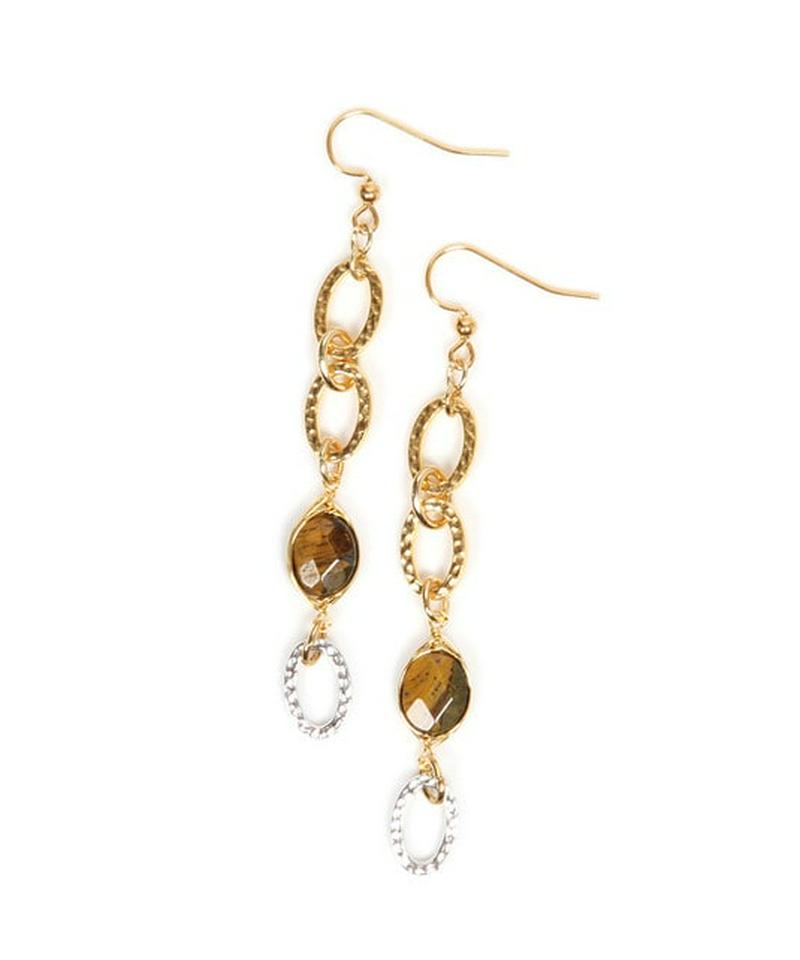 K14GF タイガーアイ×チェーンピアス