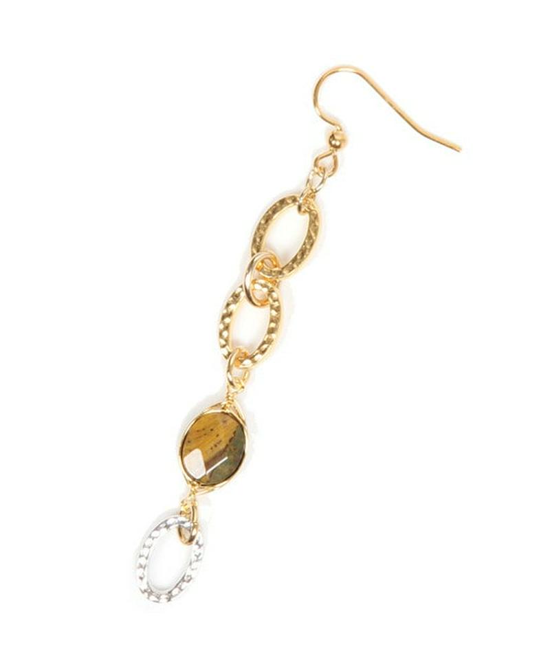 K14GF タイガーアイ×チェーンピアス