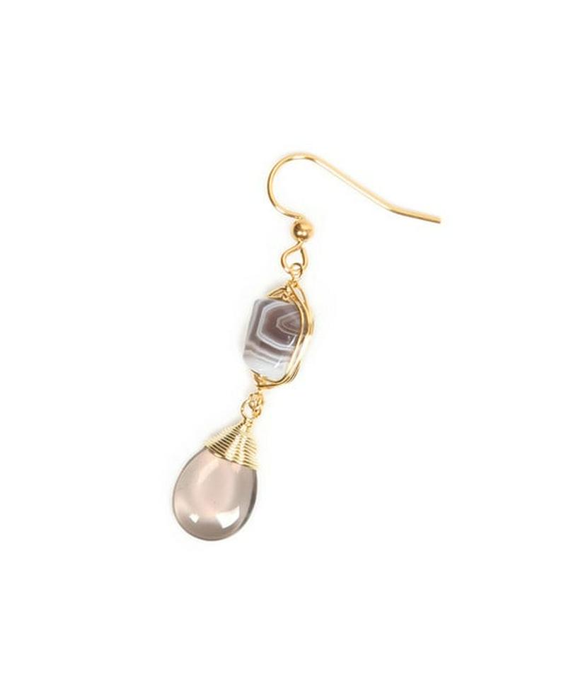 K14GF スモーキークォーツ×ボツワナアゲートピアス