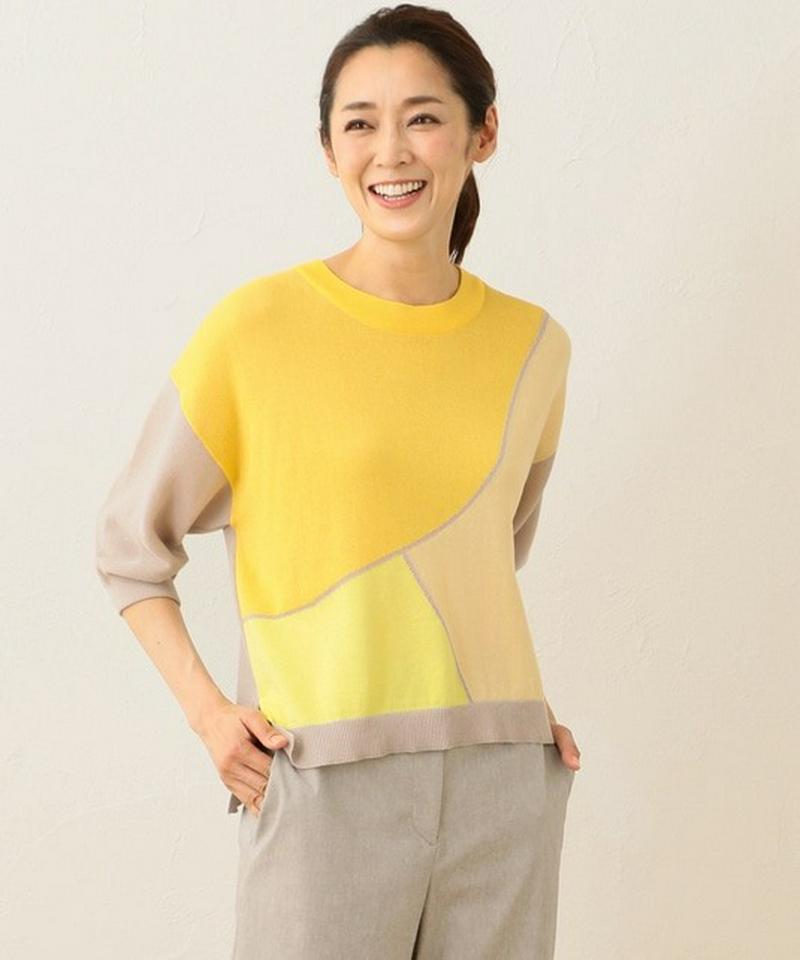 【洗える】モザイク ニット