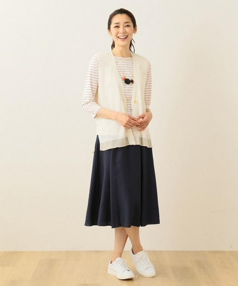 【洗える】シャイニーリネン ニット ベスト