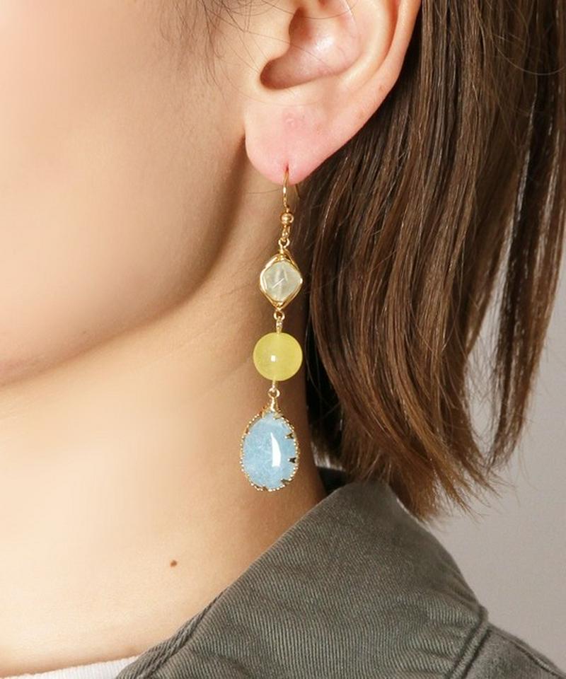 K14GF ブルージェイド×プレナイトピアス