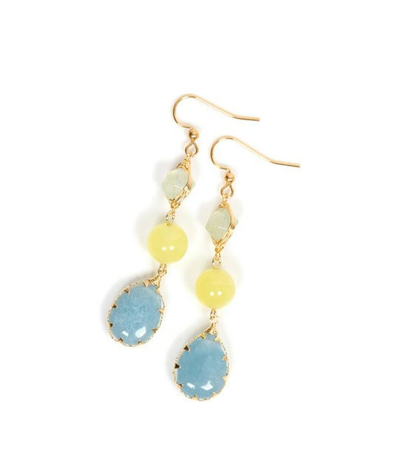 K14GF ブルージェイド×プレナイトピアス