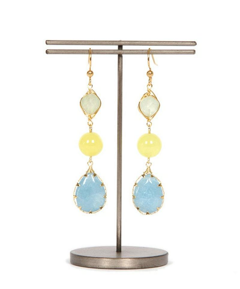 K14GF ブルージェイド×プレナイトピアス