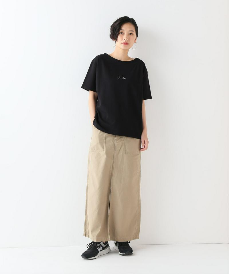 コットンテンジクボートネックシシュウTシャツ