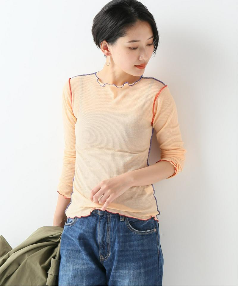 【BASERANGE/ベースレンジ】VEIN LONG SLEEVE COTTON RIB：カットソー