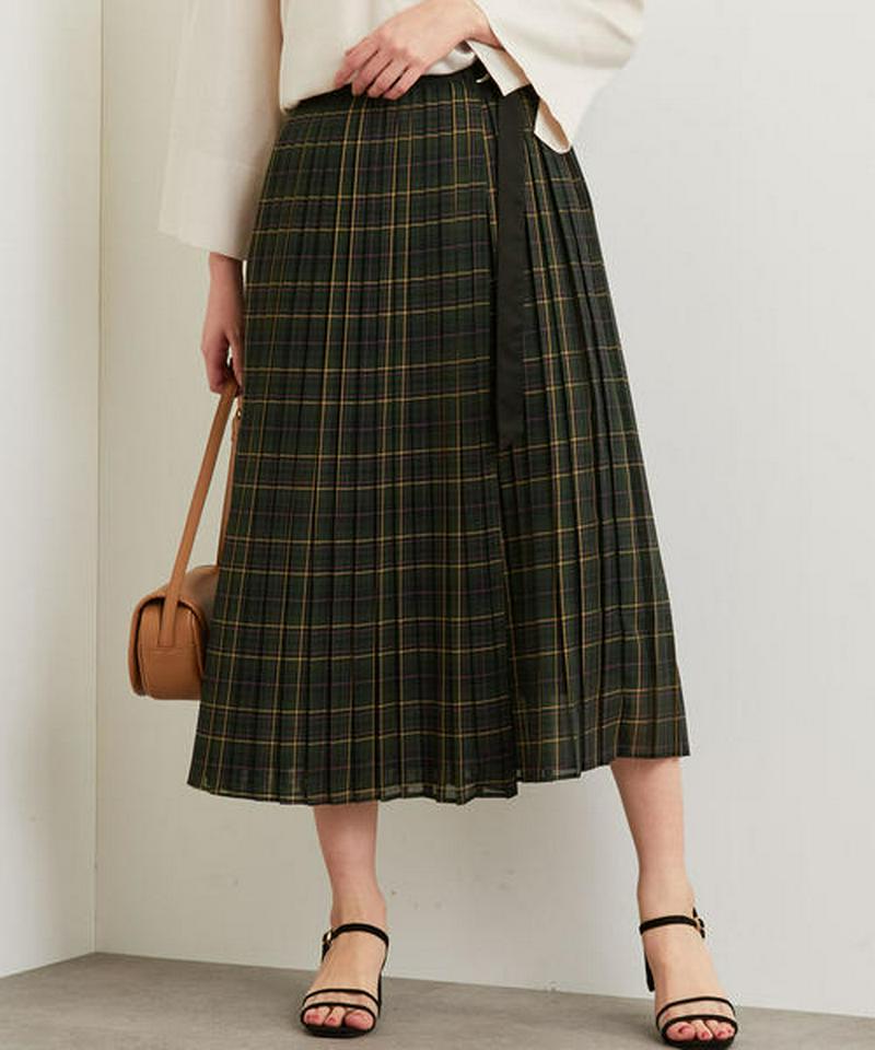 FFC チェック プリーツ ラップ スカート