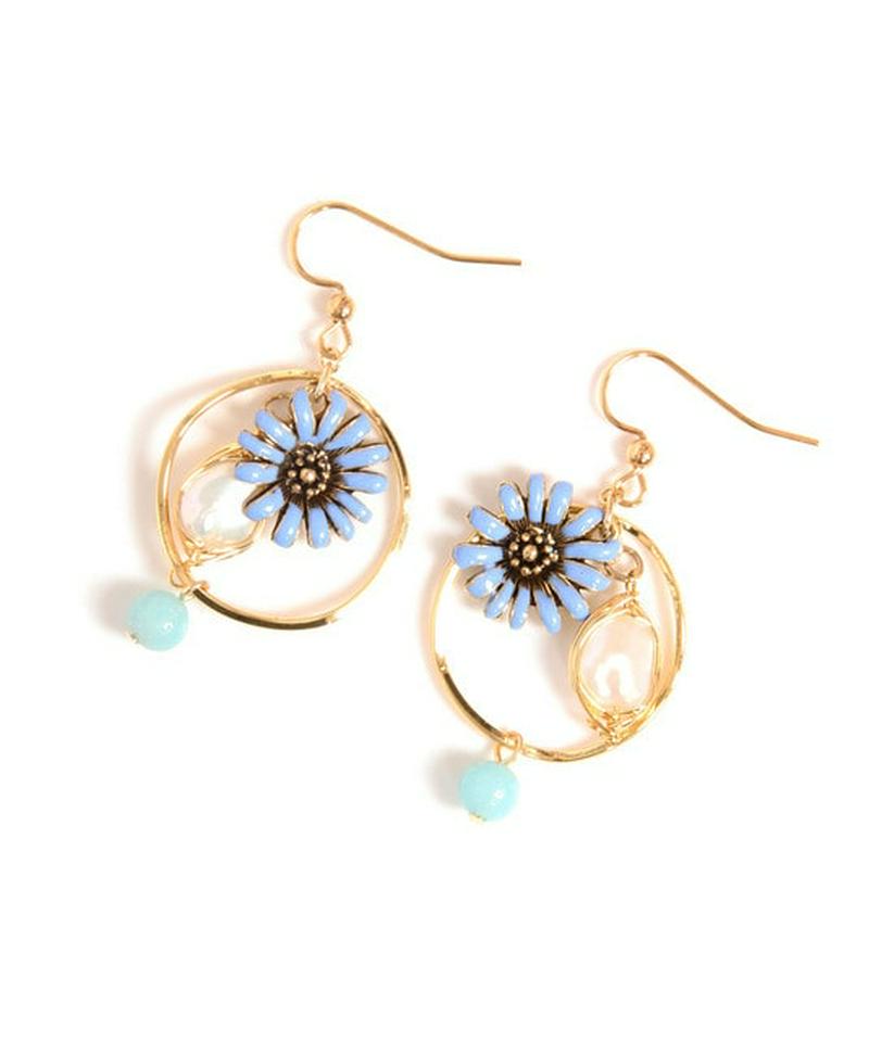 K14GF アマゾナイト×チコリーピアス