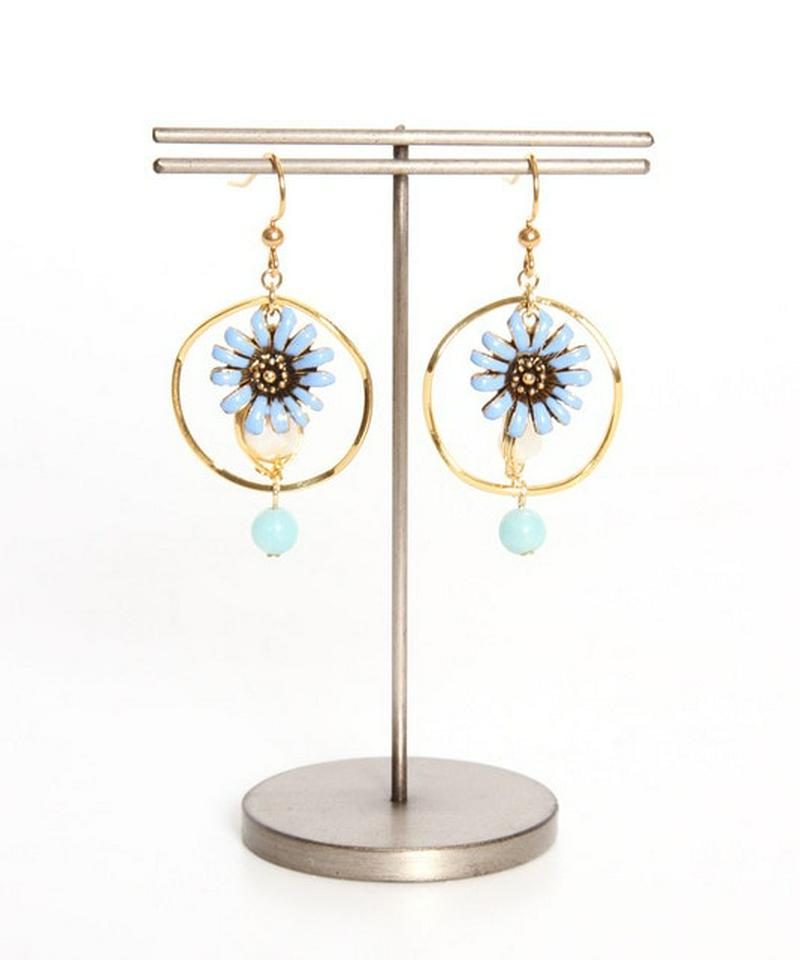 K14GF アマゾナイト×チコリーピアス