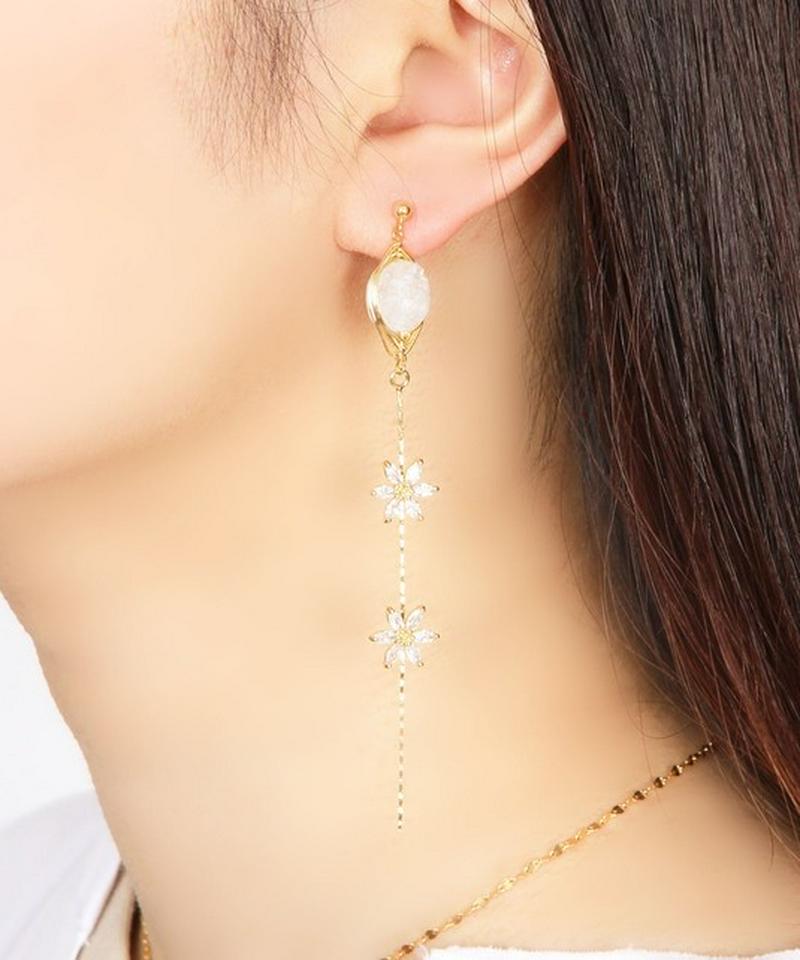 K14GF ドゥルージー×フラワーチェーンピアス