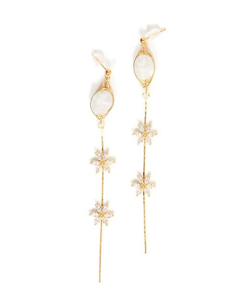 K14GF ドゥルージー×フラワーチェーンピアス