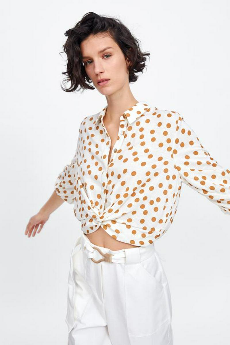 CROPPED POLKA DOT SHIRT