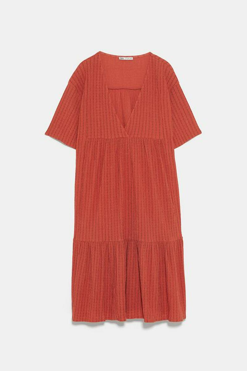 TEXTURED DRESS WITH RUFFLES