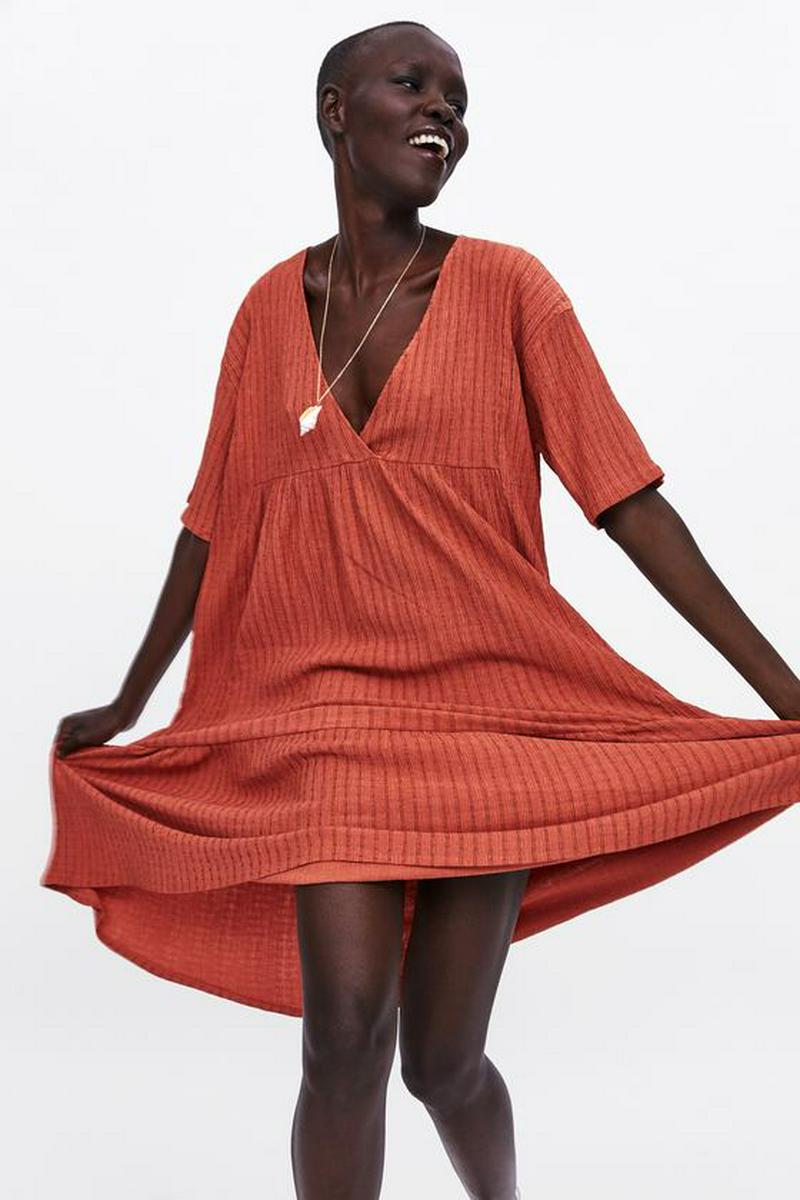 TEXTURED DRESS WITH RUFFLES