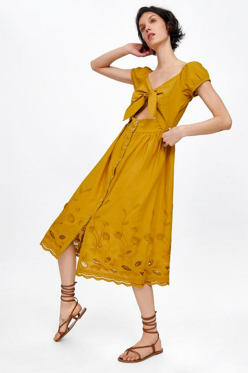 EMBROIDERED DRESS WITH VENT