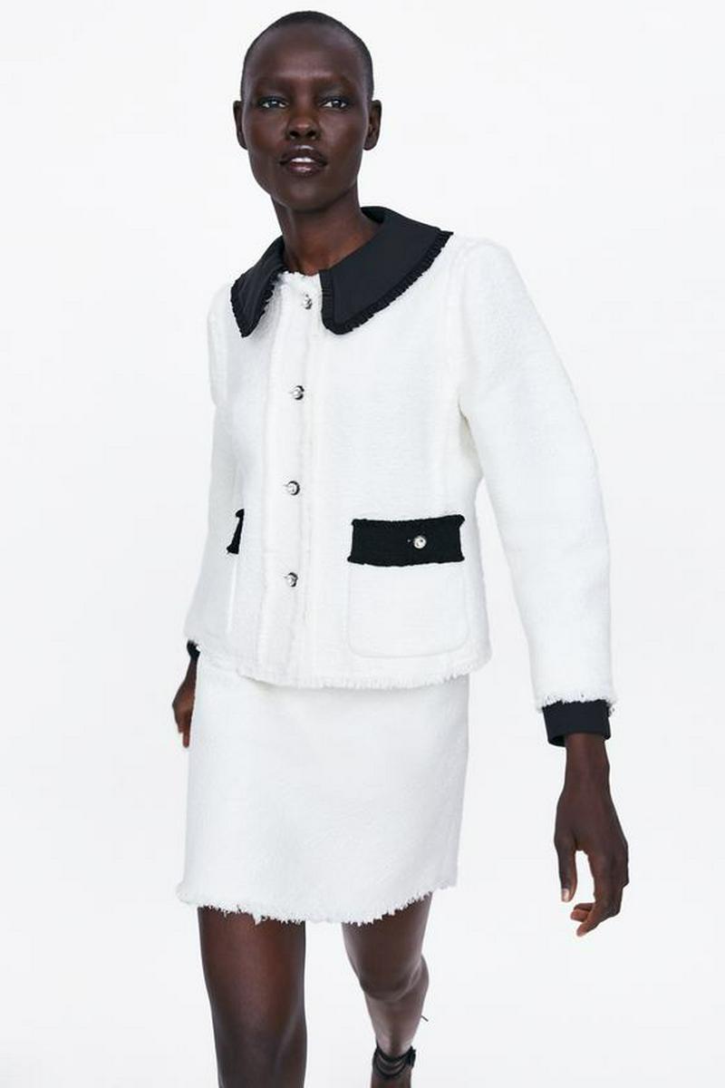 CONTRAST JACKET WITH BEJEWELLED BUTTONS