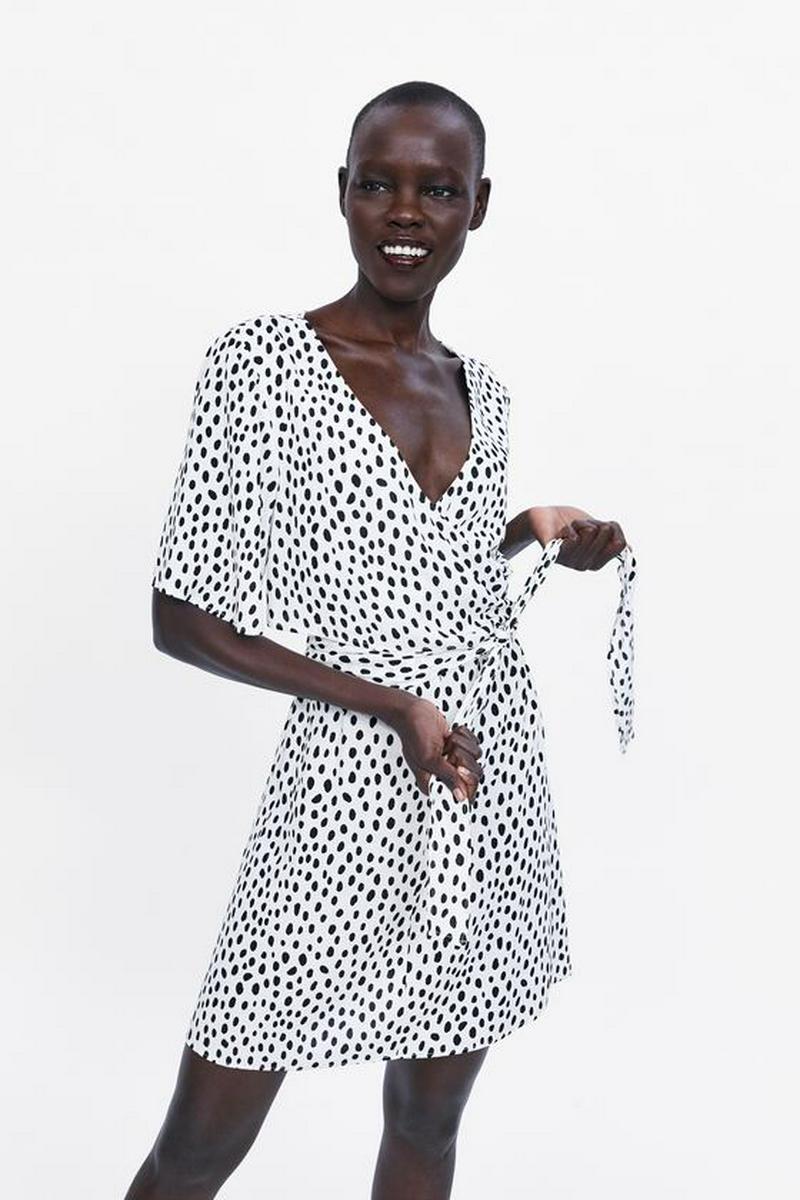 POLKA DOT DRESS WITH TIED DETAIL