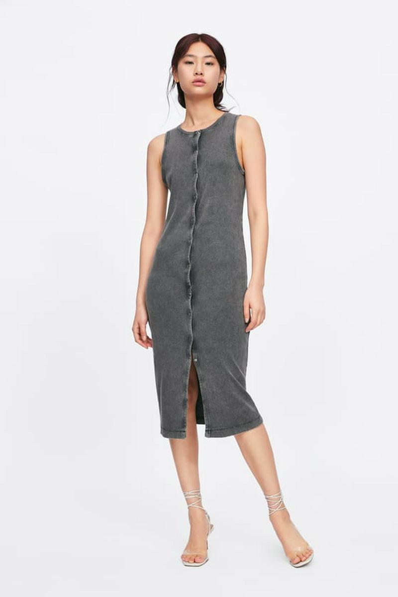 RIBBED BUTTONED DRESS