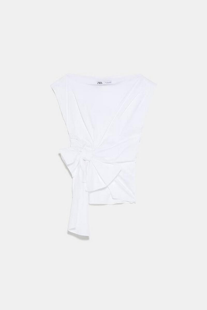 POPLIN TOP WITH BOW