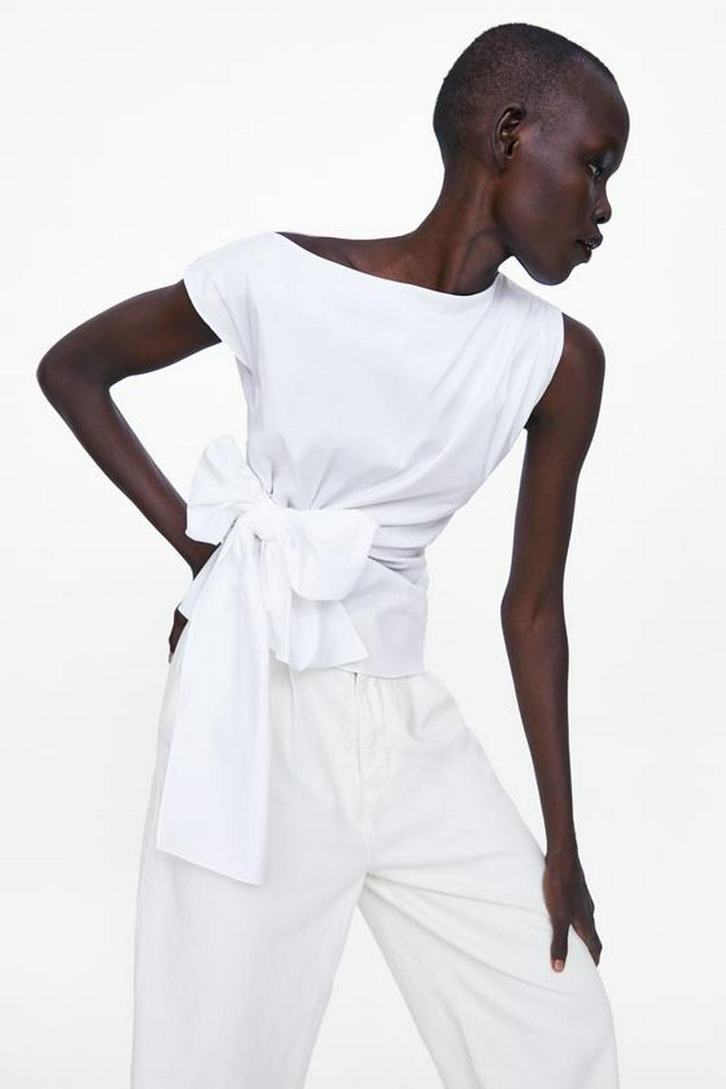 POPLIN TOP WITH BOW