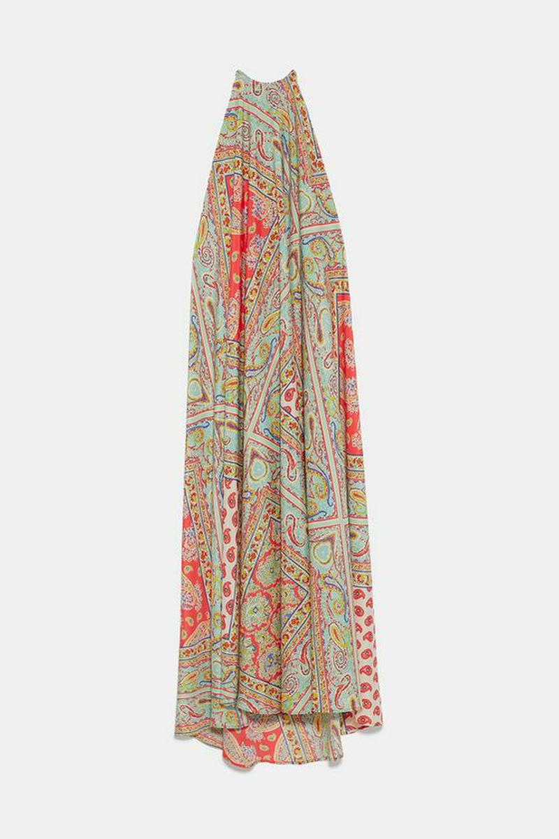 PRINTED HALTER NECK DRESS