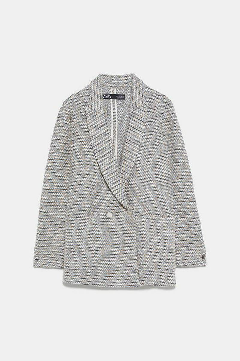 TEXTURED DOUBLE-BREASTED BLAZER