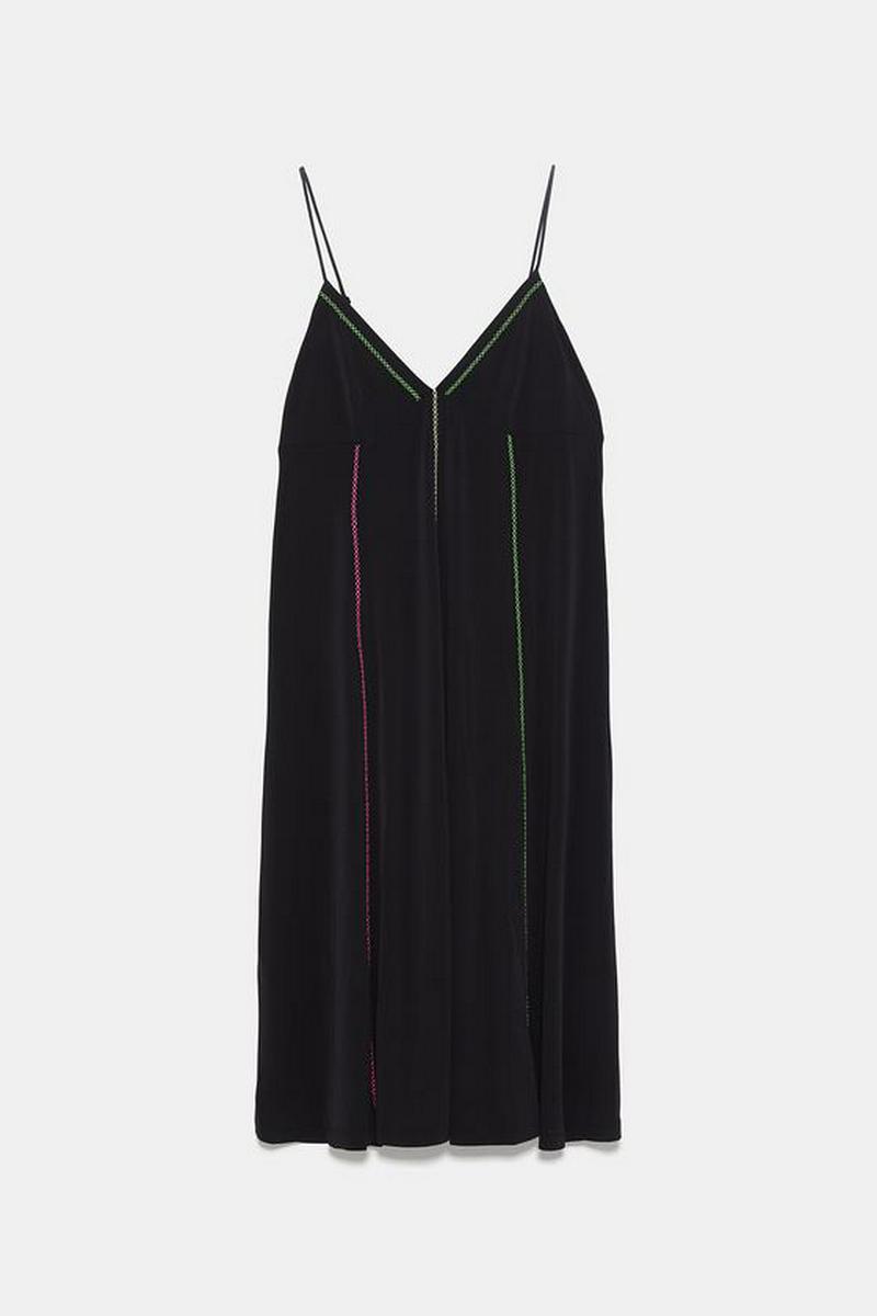 CONTRAST TOPSTITCHED DRESS