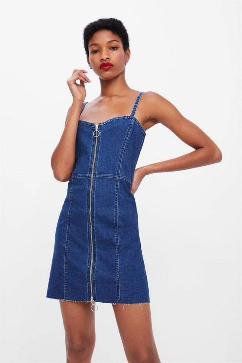 ZIPPED DENIM DRESS
