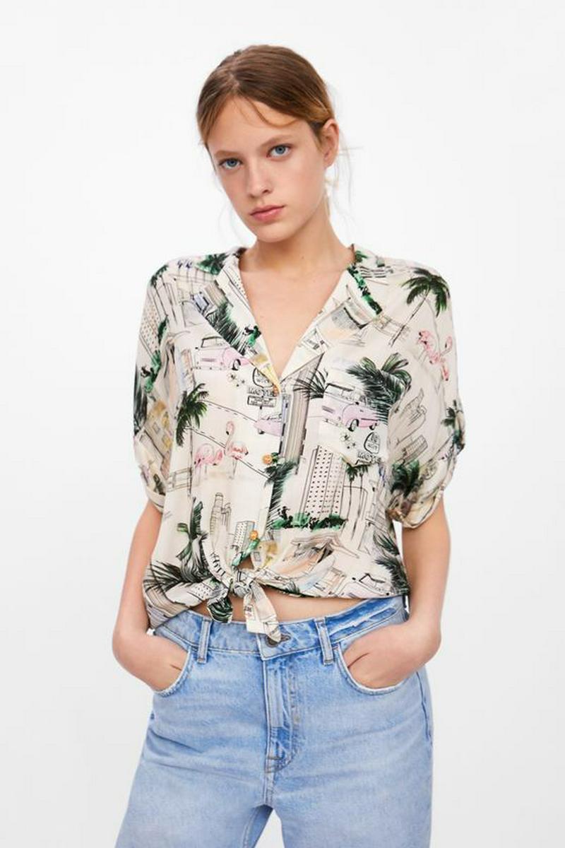 KNOTTED PRINTED SHIRT