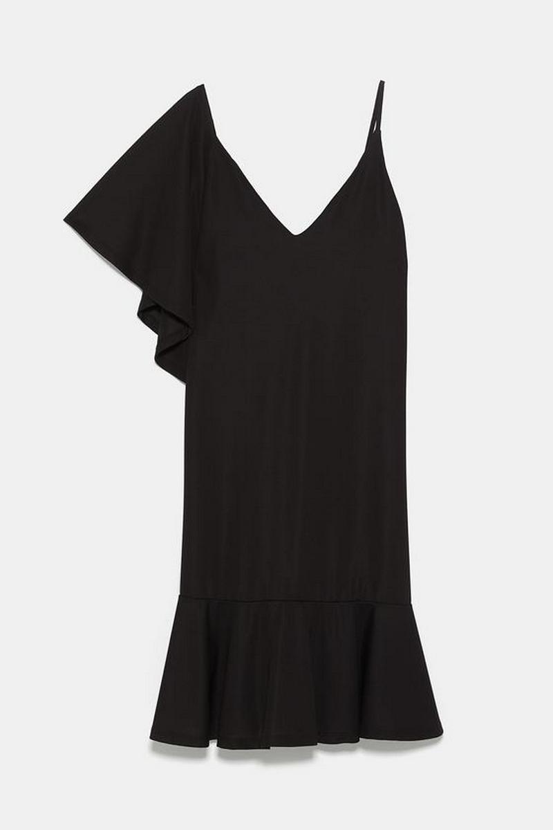 ASYMMETRIC RUFFLED DRESS