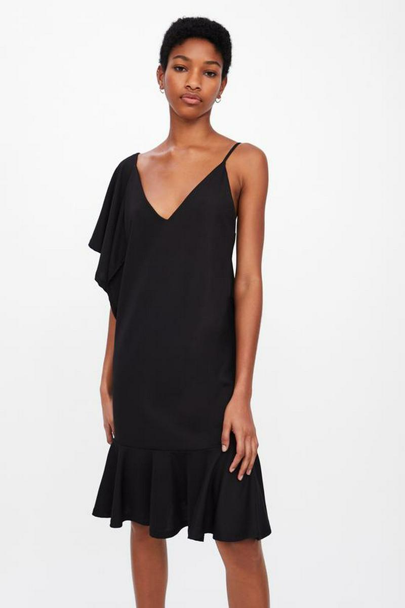 ASYMMETRIC RUFFLED DRESS