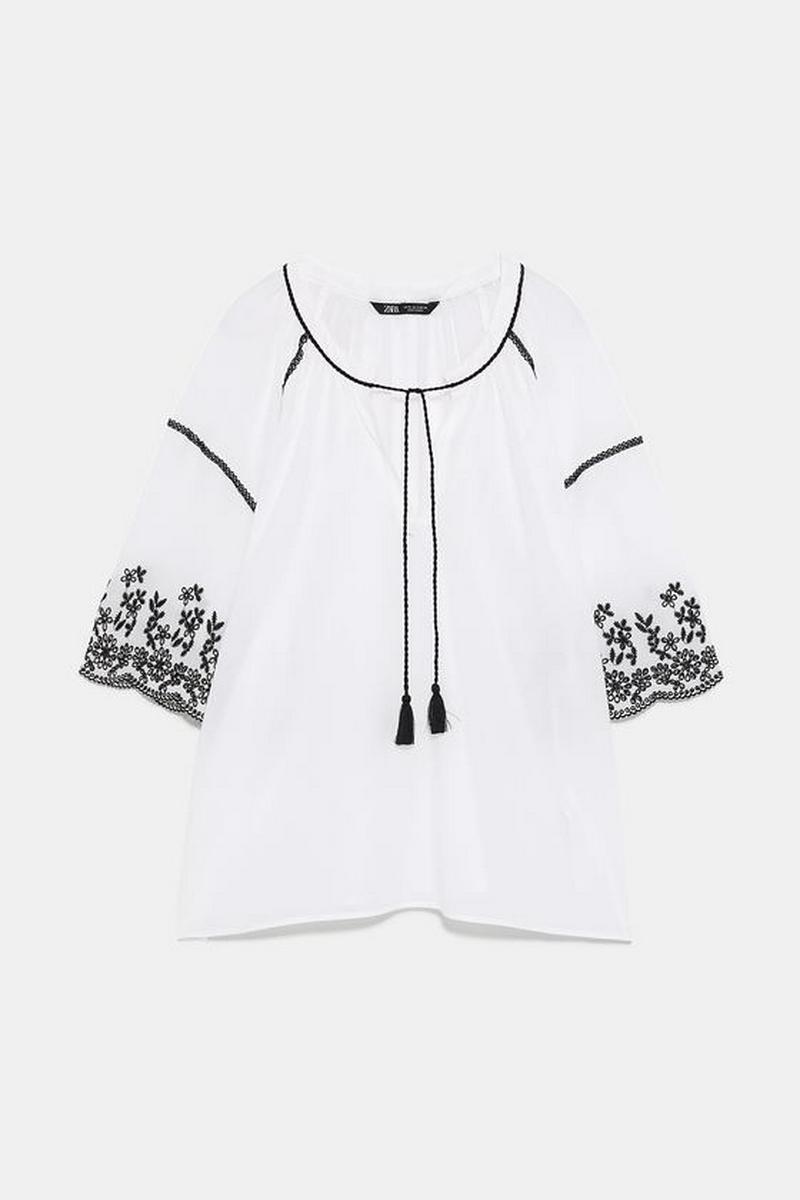 TOP WITH CONTRAST EMBROIDERY