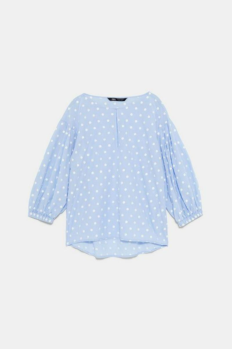 EMBROIDERED POLKA DOT TOP