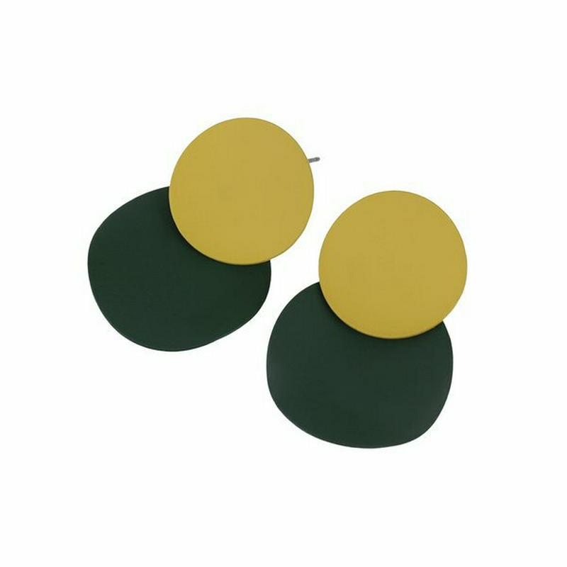 【楽天スーパーSALE】ピアス レディース マットプレート 変形 2連 バイカラー お目立ち 大人カジュアル 韓国っぽ 激安 安い 高見え 2024 ギフト プレゼント