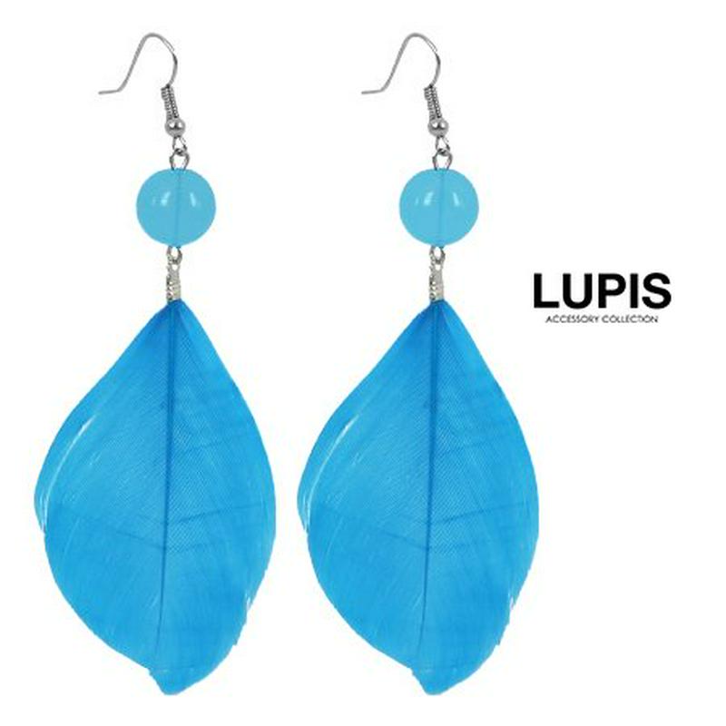 ブルーフェザーフックピアス【 フックピアス フェザー 羽 ブルー LUPIS ルピス レディース アクセサリー アクセ プレゼン