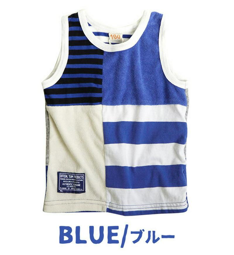 タンクトップ キッズ【メール便可10】いろんなパイル＆ボーダーでたノースリーブカットソー。子供服 男の子 女の子 SWICHIN