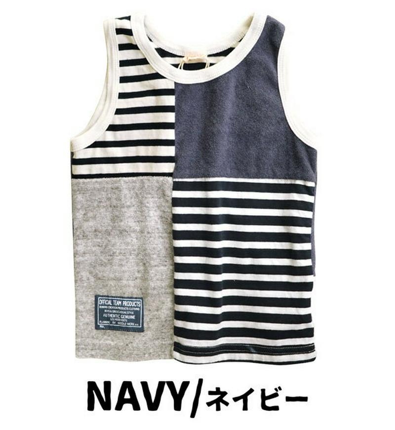 タンクトップ キッズ【メール便可10】いろんなパイル＆ボーダーでたノースリーブカットソー。子供服 男の子 女の子 SWICHIN