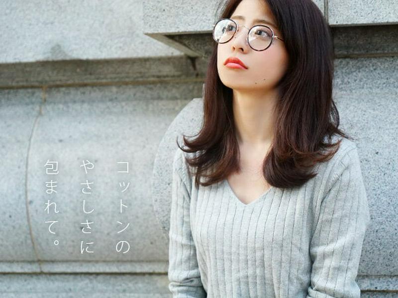 カットソー M/L/LL すっきり開いたVネックが大人っぽい。肌触り柔らかなコットンカットソー。 レディース トップス 長袖 無地 リブ ニット コットン インナー 綿100％ ◆zootie（ズーティー）：ワイドリブ カットソー［Vネック］