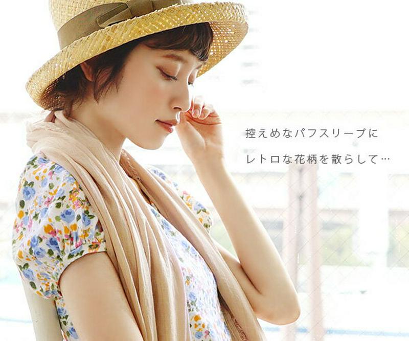 【メール便可17】可憐なお花柄の コンパクト Tシャツ レディース トップス 天竺 ショートスリーブ 総柄 フラワー柄 小花柄 