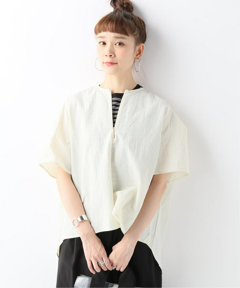 【STUDIO NICHOLSON/スタジオ ニコルソン】SHORT SLEEVEZIP THROUGH:ブラウス