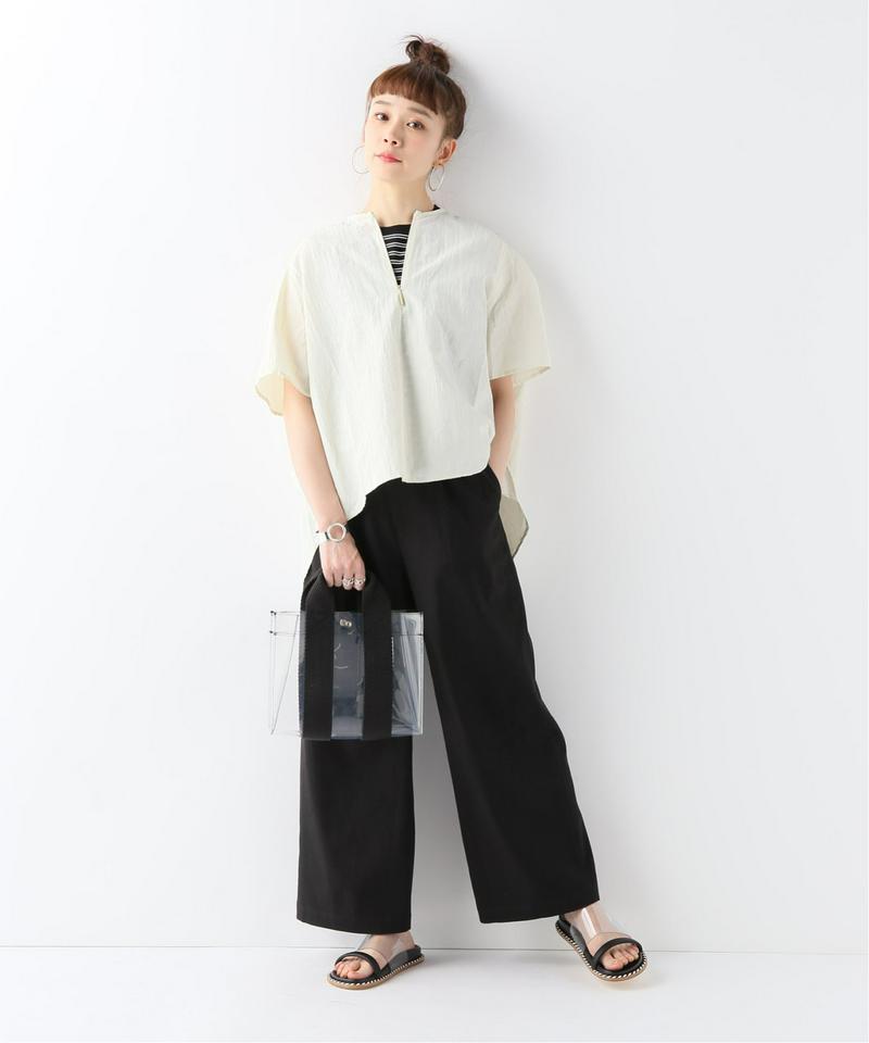 【STUDIO NICHOLSON/スタジオ ニコルソン】SHORT SLEEVEZIP THROUGH:ブラウス